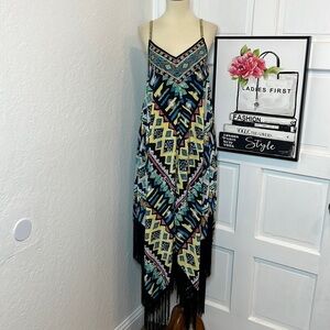 Kas New York Embroidered Tank Dress with Fringe Size M